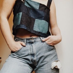 Handmade Patchwork Denim Crop Top
